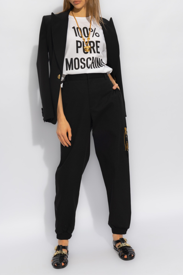 Pantalon Femme Moschino - Taille 42 - Coupe Droit Vert - Occasion Très Bon État